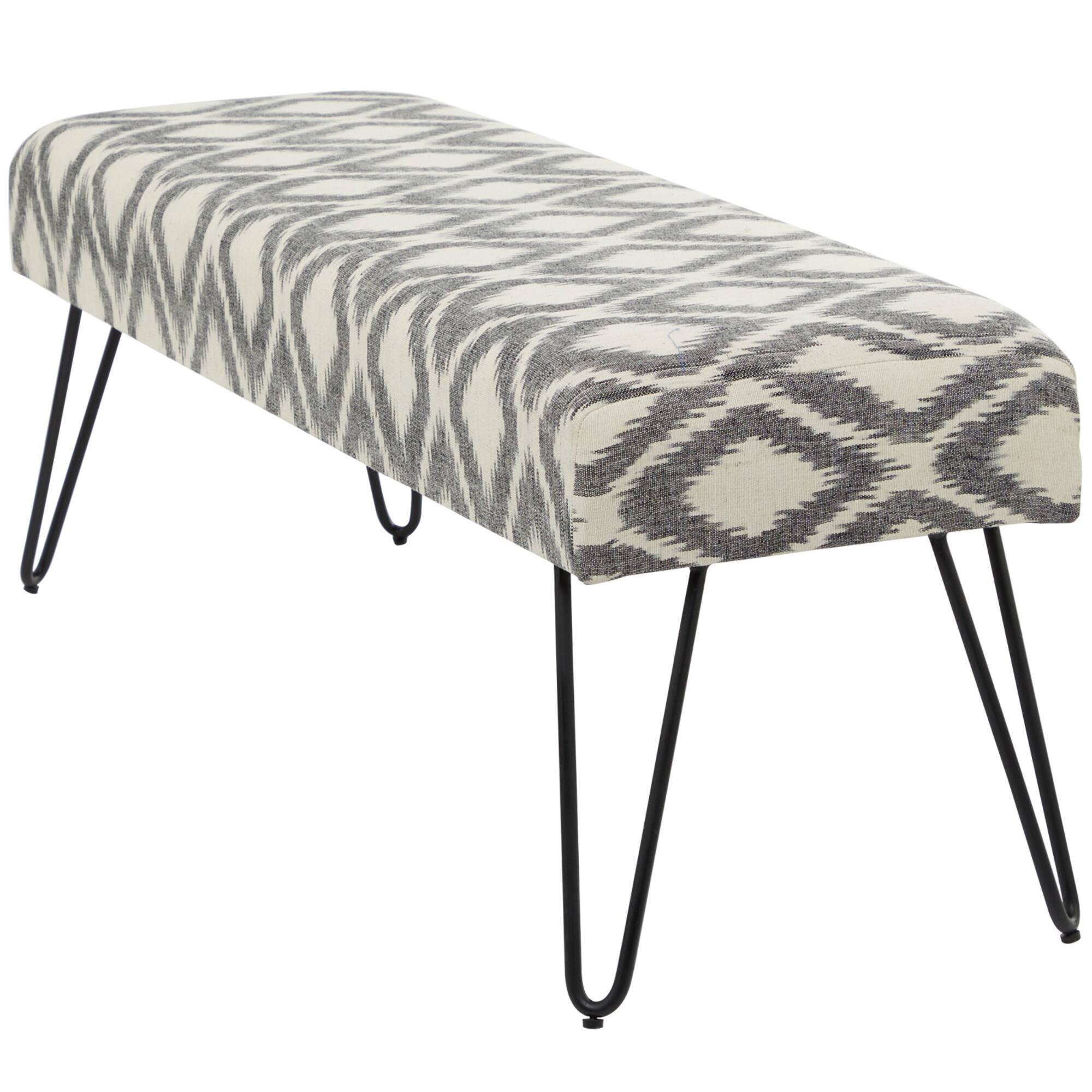47" Gray Metal Diamond Bench with Metal Hairpin Legs